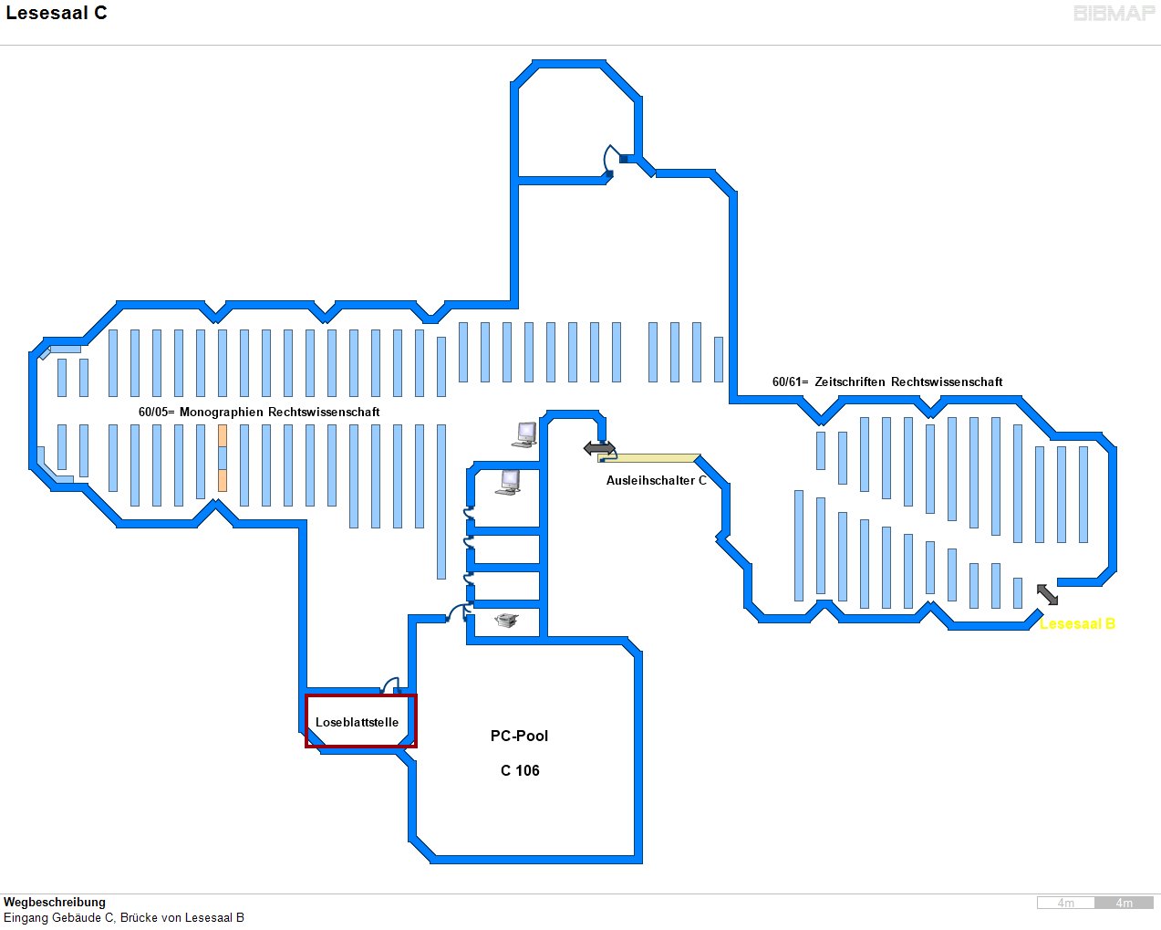 Bild zur Standortanzeige Wegbeschreibung
Eingang Gebude C, Brcke von Lesesaal B