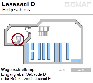 Bild zur Standortanzeige Wegbeschreibung
Eingang ber Gebude D 
oder Brcke von Lesesaal E