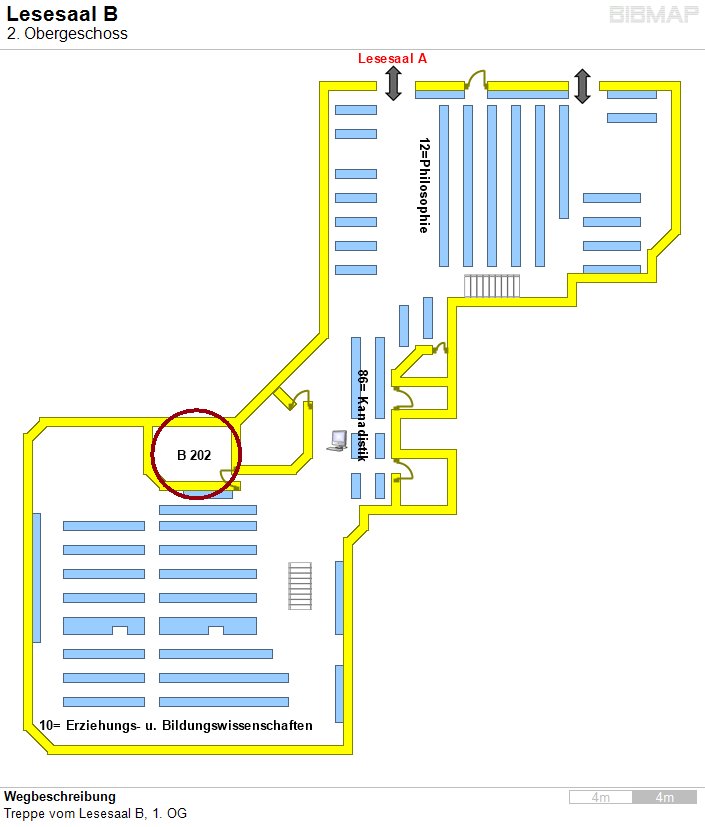 Bild zur Standortanzeige Wegbeschreibung
Treppe vom Lesesaal B, 1. OG