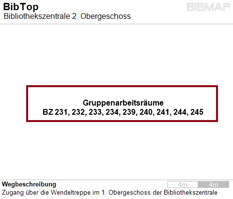 Bild zur Standortanzeige Wegbeschreibung
Zugang ber die Wendeltreppe im 1. Obergeschoss der Bibliothekszentrale