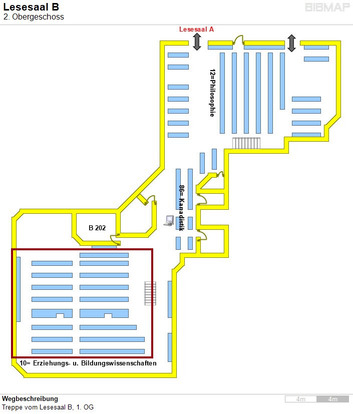 Bild zur Standortanzeige Wegbeschreibung
Treppe vom Lesesaal B, 1. OG