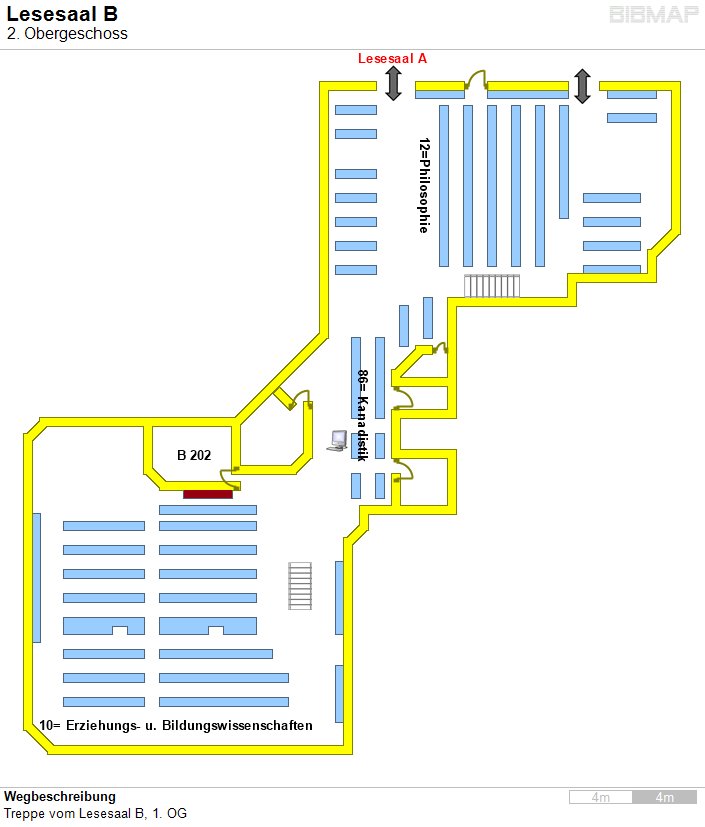 Bild zur Standortanzeige Wegbeschreibung
Treppe vom Lesesaal B, 1. OG
