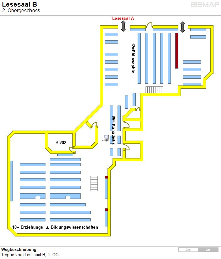 Bild zur Standortanzeige Wegbeschreibung
Treppe vom Lesesaal B, 1. OG