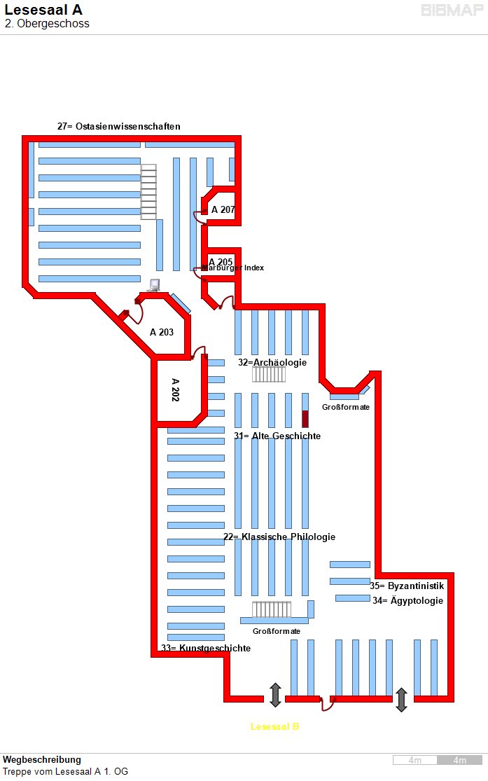 Bild zur Standortanzeige Wegbeschreibung
Treppe vom Lesesaal A 1. OG