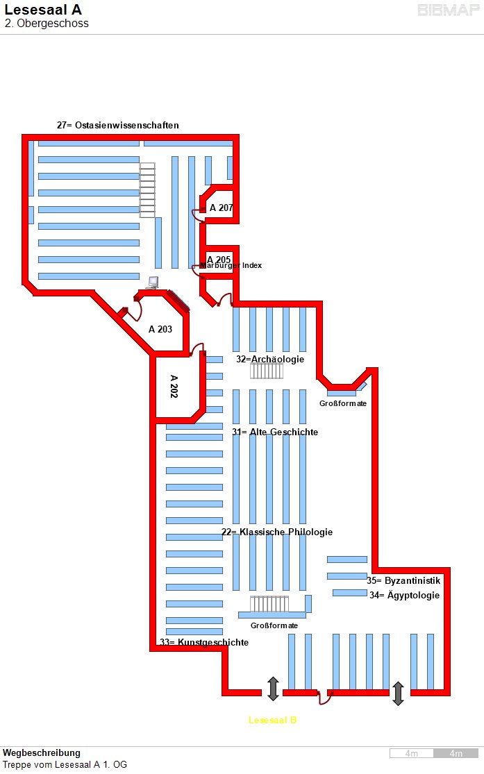 Bild zur Standortanzeige Wegbeschreibung
Treppe vom Lesesaal A 1. OG