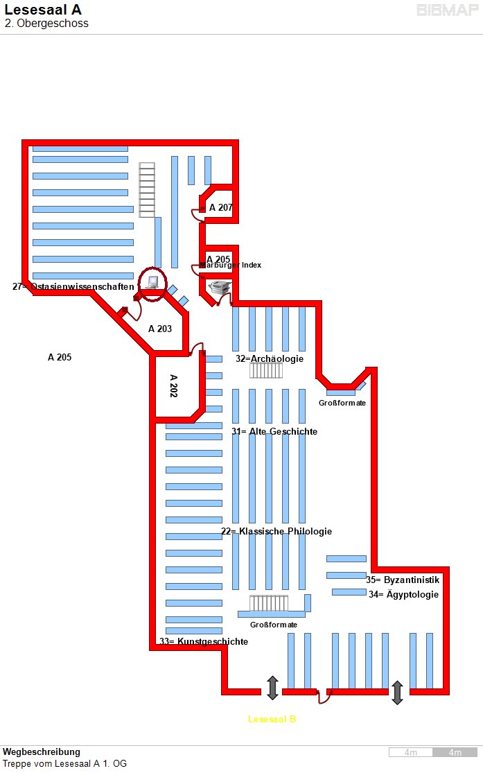 Bild zur Standortanzeige Wegbeschreibung
Treppe vom Lesesaal A 1. OG