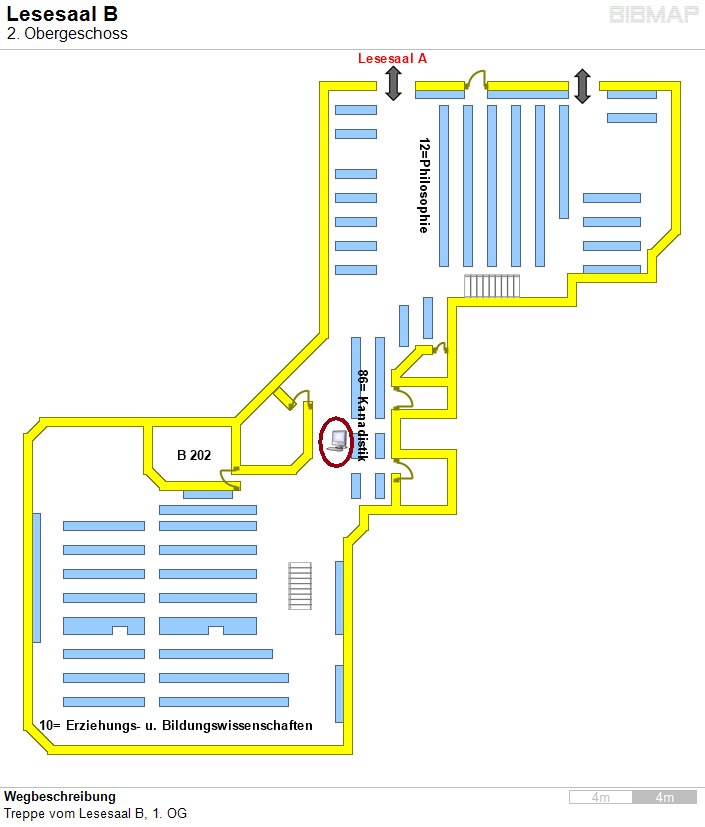 Bild zur Standortanzeige Wegbeschreibung
Treppe vom Lesesaal B, 1. OG