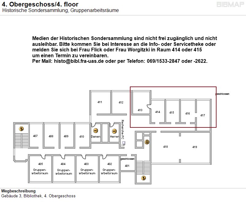 Bild zur Standortanzeige Wegbeschreibung
Geb�ude 3, Bibliothek, 4. Obergeschoss