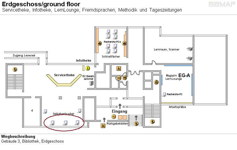 Bild zur Standortanzeige Wegbeschreibung
Gebude 3, Bibliothek, Erdgeschoss