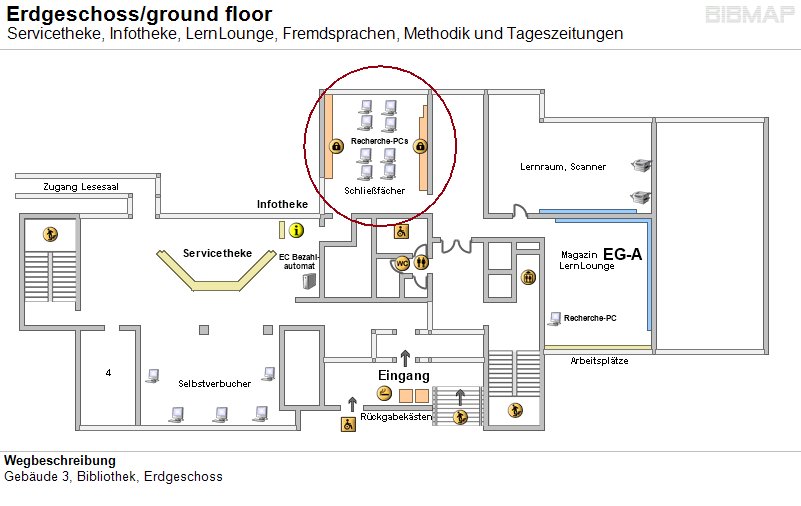 Bild zur Standortanzeige Wegbeschreibung
Geb�ude 3, Bibliothek, Erdgeschoss