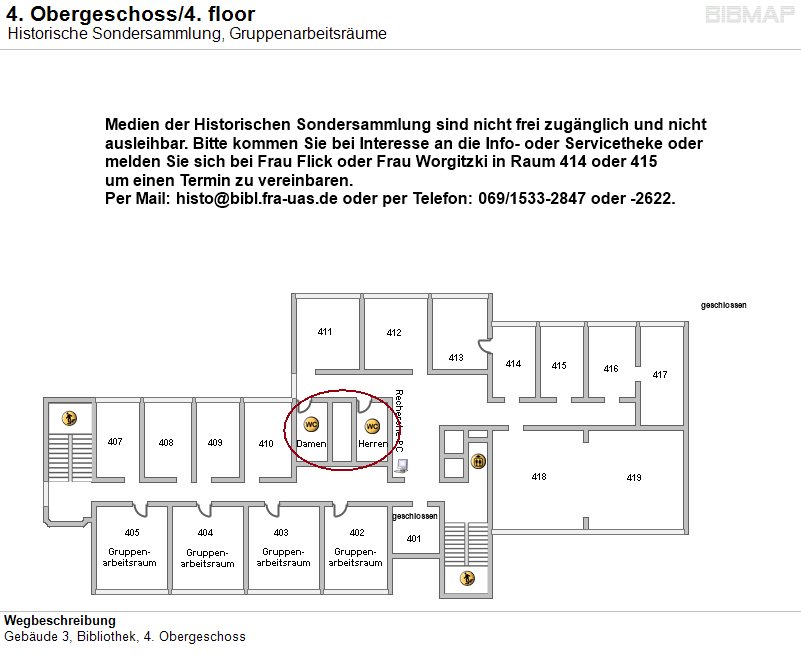 Bild zur Standortanzeige Wegbeschreibung
Geb�ude 3, Bibliothek, 4. Obergeschoss