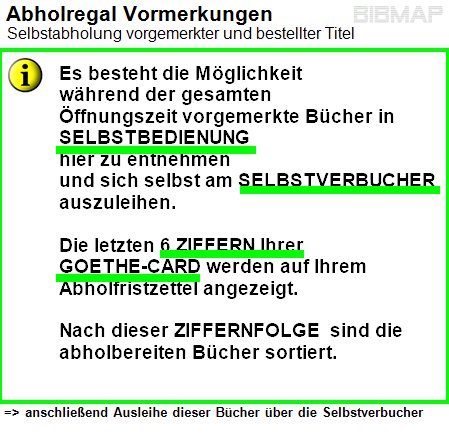 Bild zur Standortanzeige =&lt; anschlieend Ausleihe dieser Bcher ber die Selbstverbucher