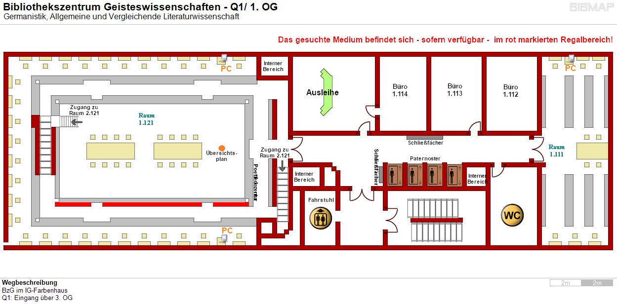 Bild zur Standortanzeige Wegbeschreibung 
BzG im IG-Farbenhaus
Q1: Eingang ber 3. OG