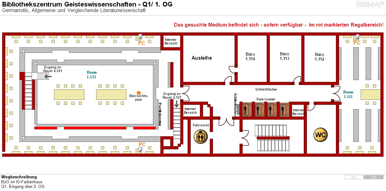 Bild zur Standortanzeige Wegbeschreibung 
BzG im IG-Farbenhaus
Q1: Eingang �ber 3. OG