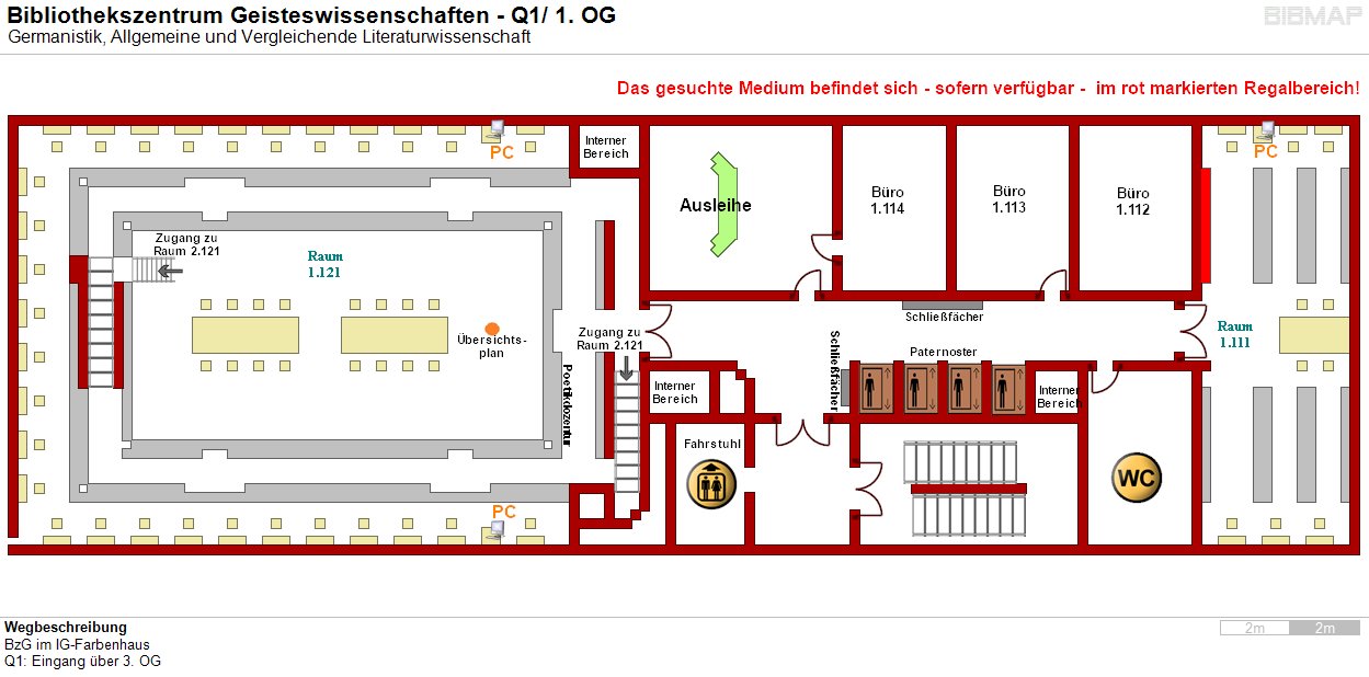 Bild zur Standortanzeige Wegbeschreibung 
BzG im IG-Farbenhaus
Q1: Eingang ber 3. OG