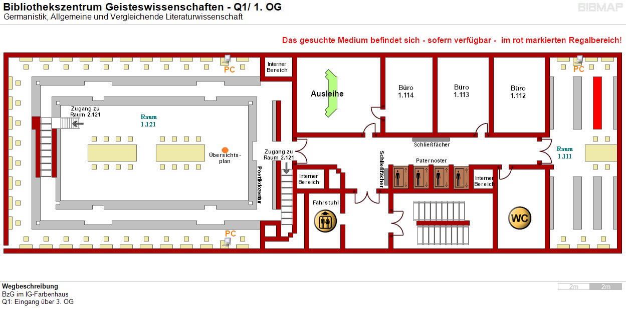 Bild zur Standortanzeige Wegbeschreibung 
BzG im IG-Farbenhaus
Q1: Eingang ber 3. OG