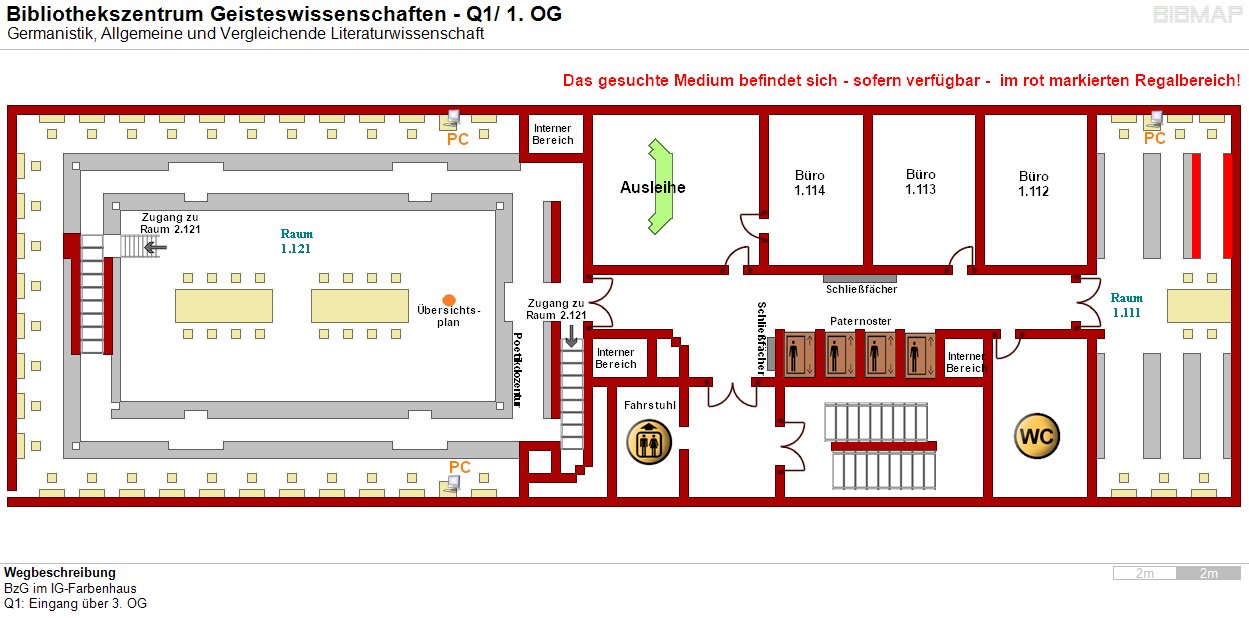 Bild zur Standortanzeige Wegbeschreibung 
BzG im IG-Farbenhaus
Q1: Eingang ber 3. OG