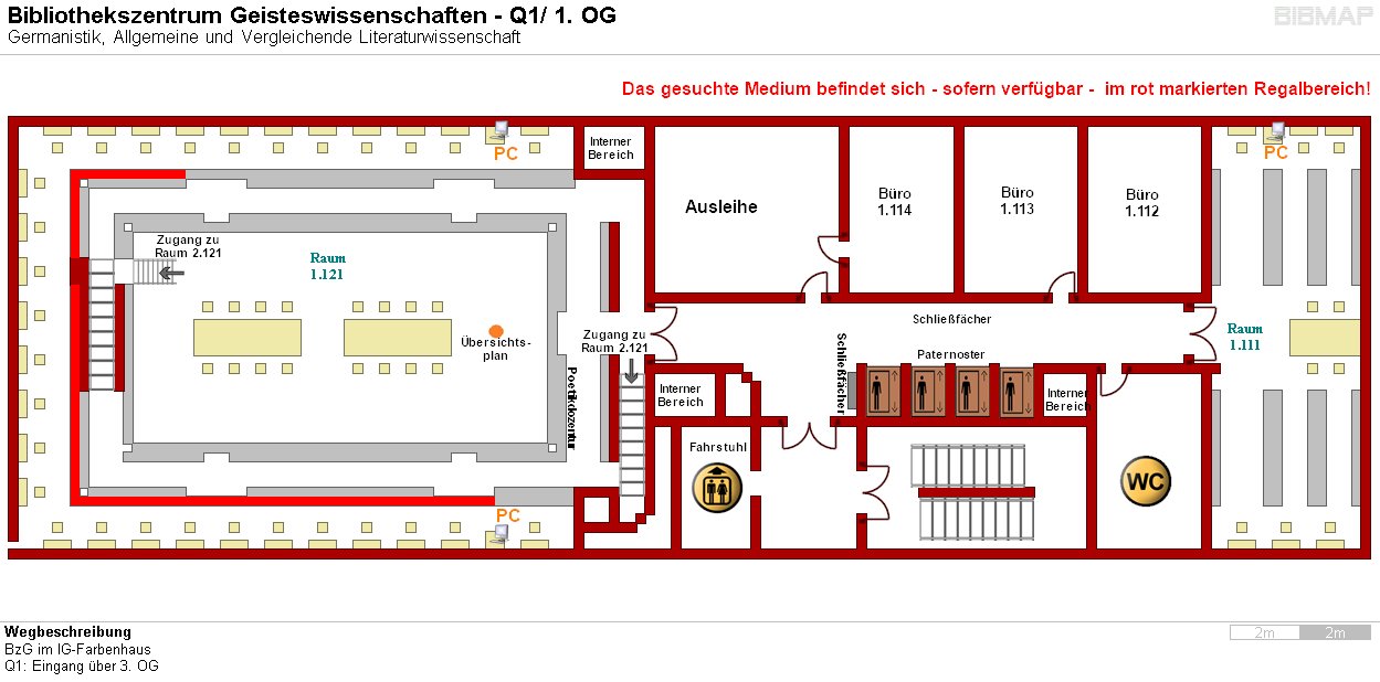 Bild zur Standortanzeige Wegbeschreibung 
BzG im IG-Farbenhaus
Q1: Eingang ber 3. OG