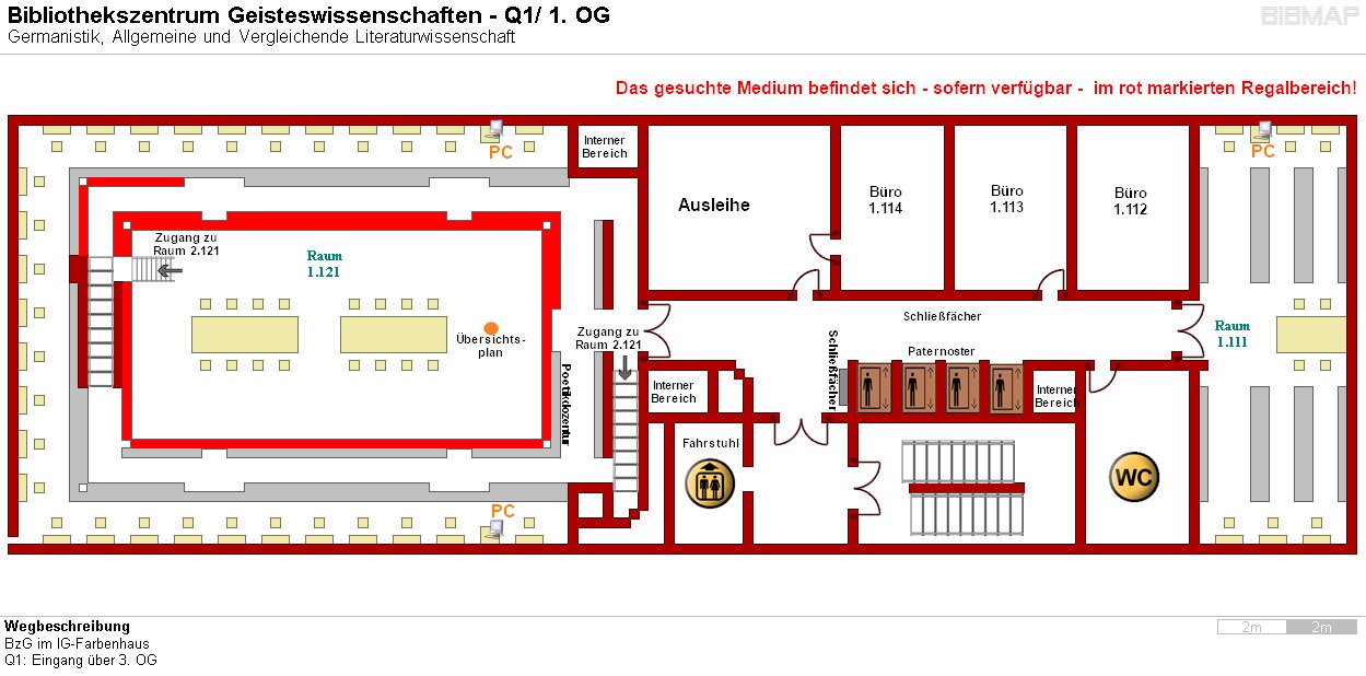 Bild zur Standortanzeige Wegbeschreibung 
BzG im IG-Farbenhaus
Q1: Eingang �ber 3. OG