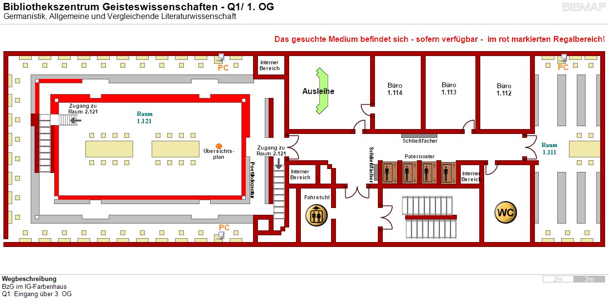 Bild zur Standortanzeige Wegbeschreibung 
BzG im IG-Farbenhaus
Q1: Eingang ber 3. OG