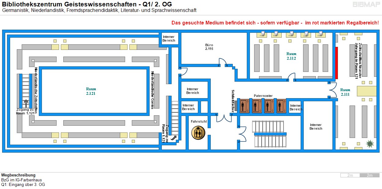 Bild zur Standortanzeige Wegbeschreibung 
BzG im IG-Farbenhaus
Q1: Eingang ber 3. OG