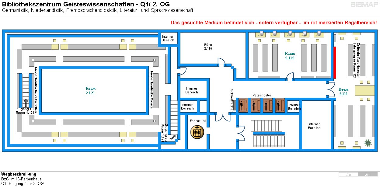 Bild zur Standortanzeige Wegbeschreibung 
BzG im IG-Farbenhaus
Q1: Eingang ber 3. OG