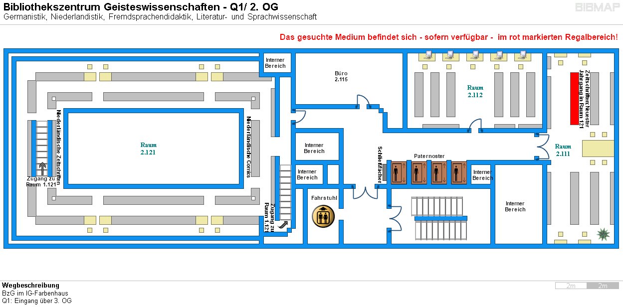 Bild zur Standortanzeige Wegbeschreibung 
BzG im IG-Farbenhaus
Q1: Eingang ber 3. OG