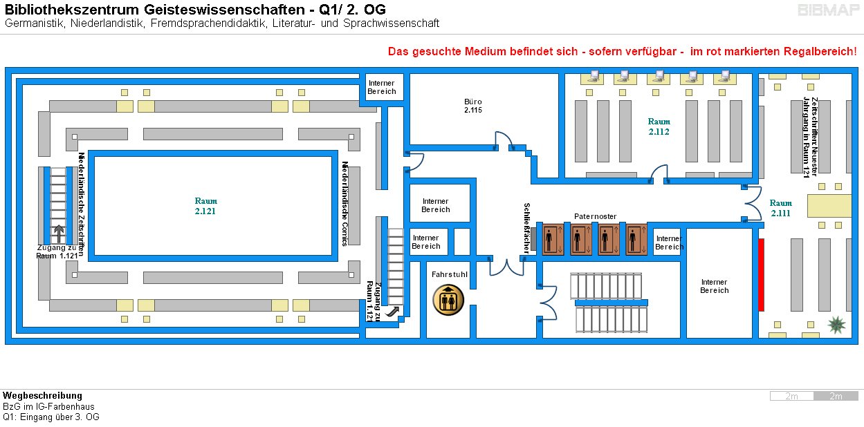 Bild zur Standortanzeige Wegbeschreibung 
BzG im IG-Farbenhaus
Q1: Eingang ber 3. OG