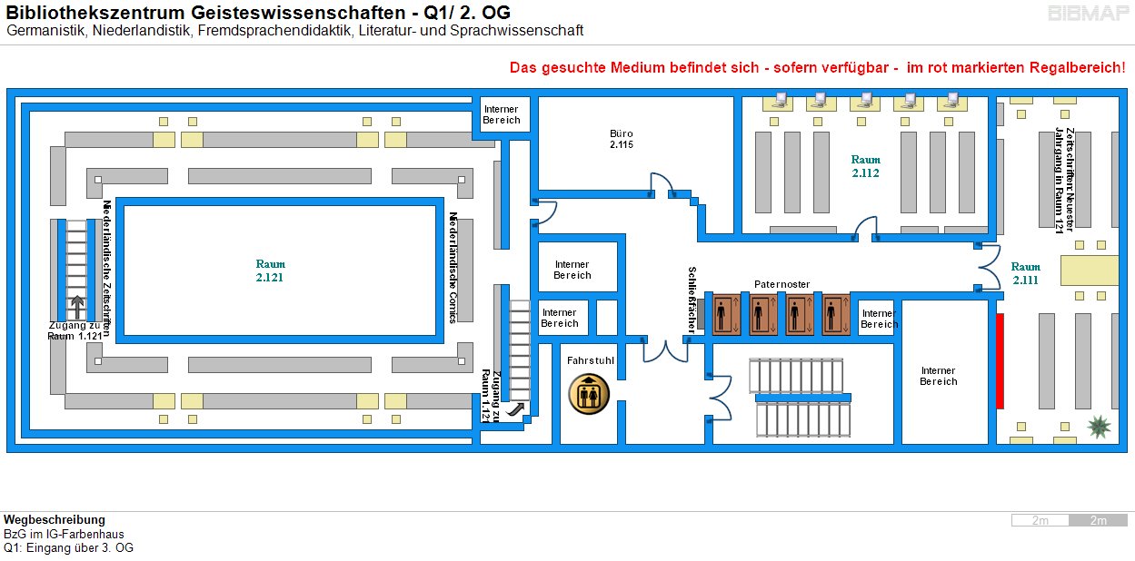 Bild zur Standortanzeige Wegbeschreibung 
BzG im IG-Farbenhaus
Q1: Eingang ber 3. OG