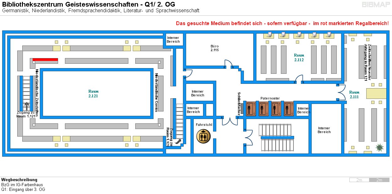 Bild zur Standortanzeige Wegbeschreibung 
BzG im IG-Farbenhaus
Q1: Eingang ber 3. OG