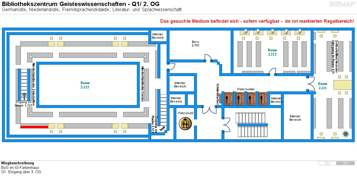 Bild zur Standortanzeige Wegbeschreibung 
BzG im IG-Farbenhaus
Q1: Eingang ber 3. OG