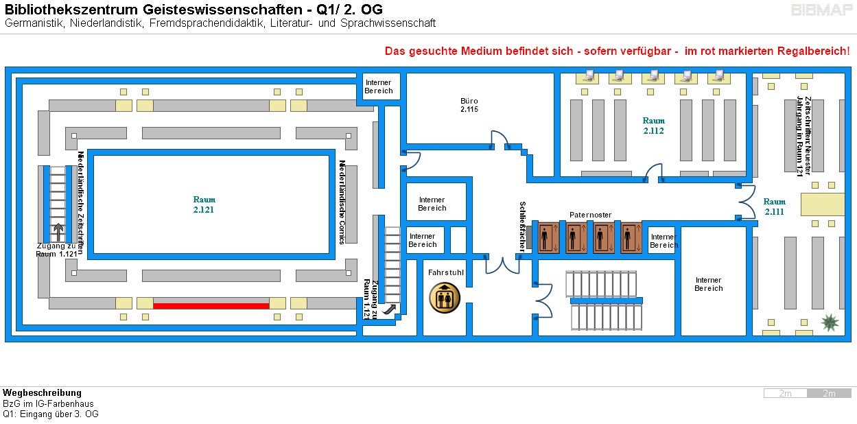 Bild zur Standortanzeige Wegbeschreibung 
BzG im IG-Farbenhaus
Q1: Eingang �ber 3. OG