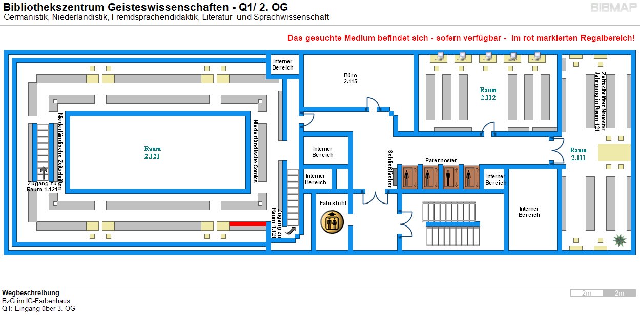 Bild zur Standortanzeige Wegbeschreibung 
BzG im IG-Farbenhaus
Q1: Eingang �ber 3. OG