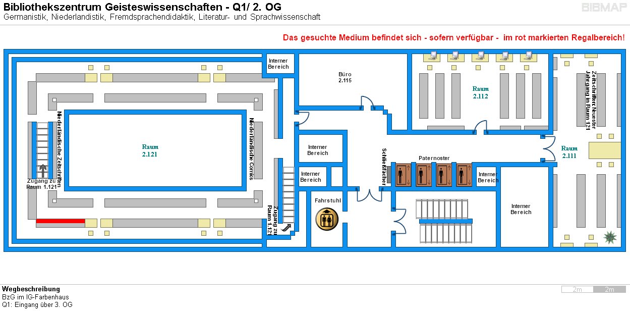 Bild zur Standortanzeige Wegbeschreibung 
BzG im IG-Farbenhaus
Q1: Eingang ber 3. OG