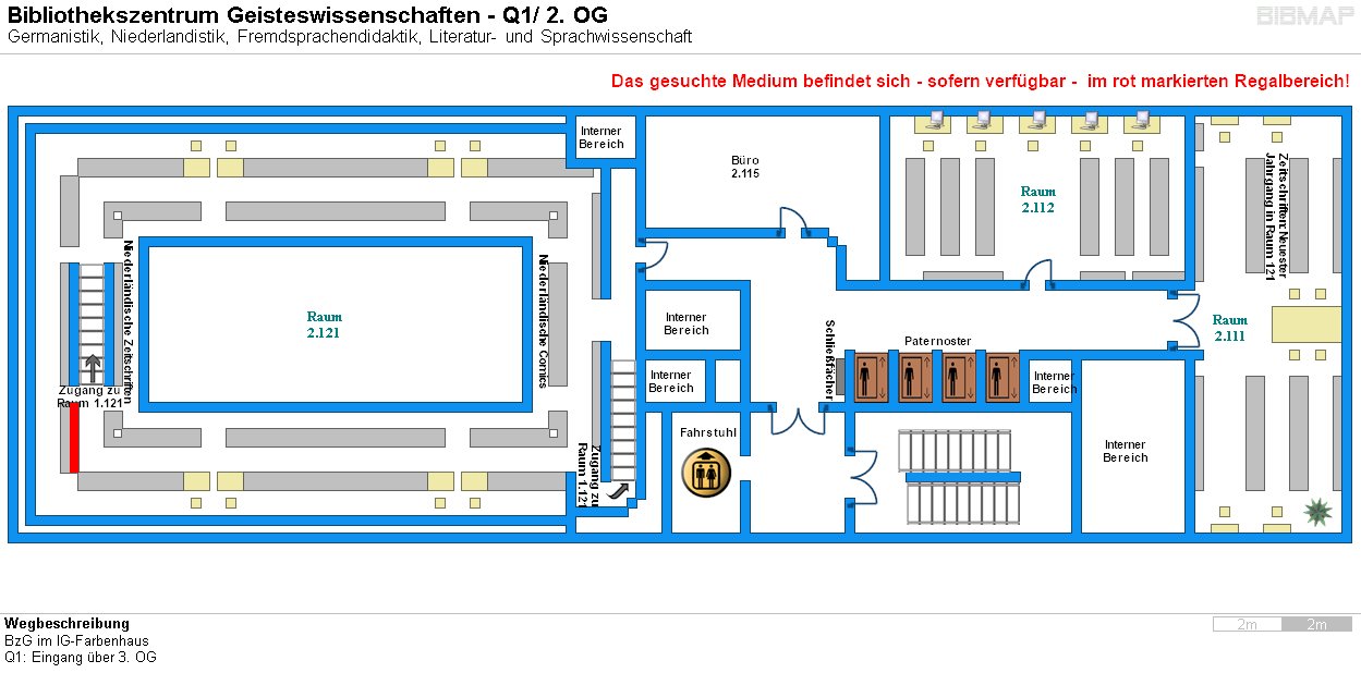 Bild zur Standortanzeige Wegbeschreibung 
BzG im IG-Farbenhaus
Q1: Eingang ber 3. OG