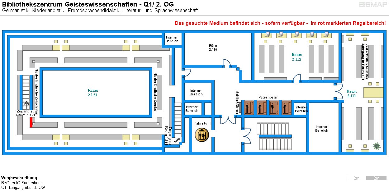 Bild zur Standortanzeige Wegbeschreibung 
BzG im IG-Farbenhaus
Q1: Eingang ber 3. OG
