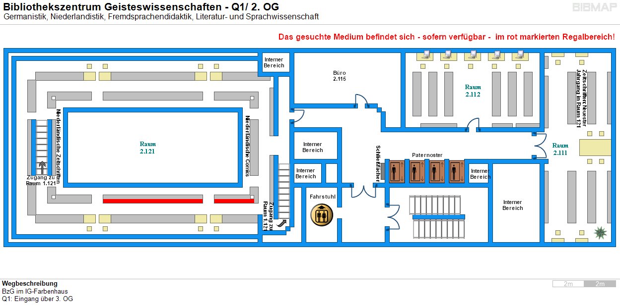Bild zur Standortanzeige Wegbeschreibung 
BzG im IG-Farbenhaus
Q1: Eingang �ber 3. OG