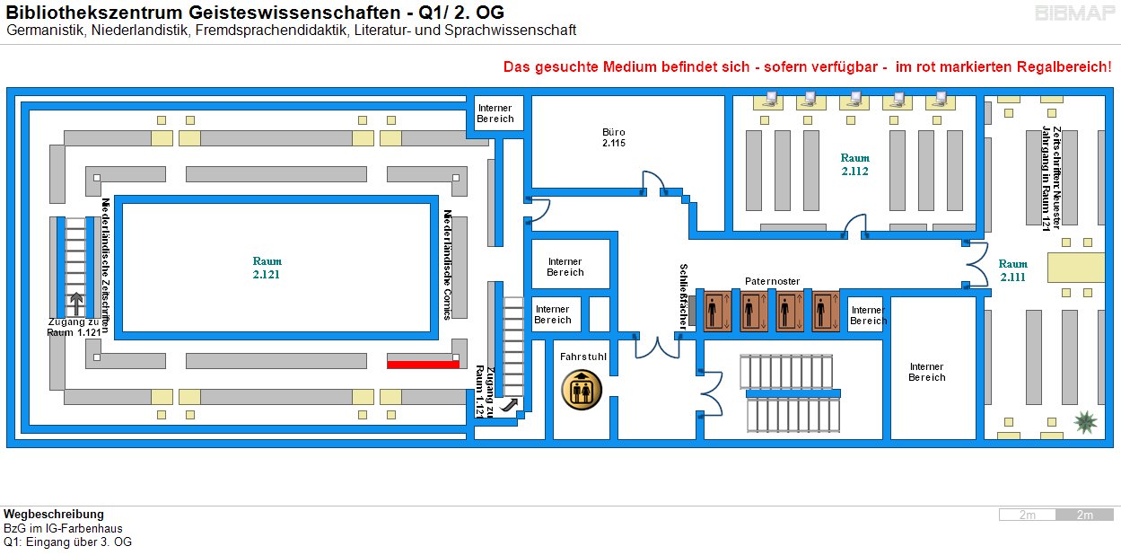 Bild zur Standortanzeige Wegbeschreibung 
BzG im IG-Farbenhaus
Q1: Eingang �ber 3. OG