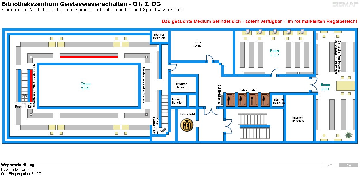Bild zur Standortanzeige Wegbeschreibung 
BzG im IG-Farbenhaus
Q1: Eingang ber 3. OG