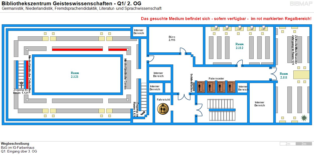 Bild zur Standortanzeige Wegbeschreibung 
BzG im IG-Farbenhaus
Q1: Eingang �ber 3. OG
