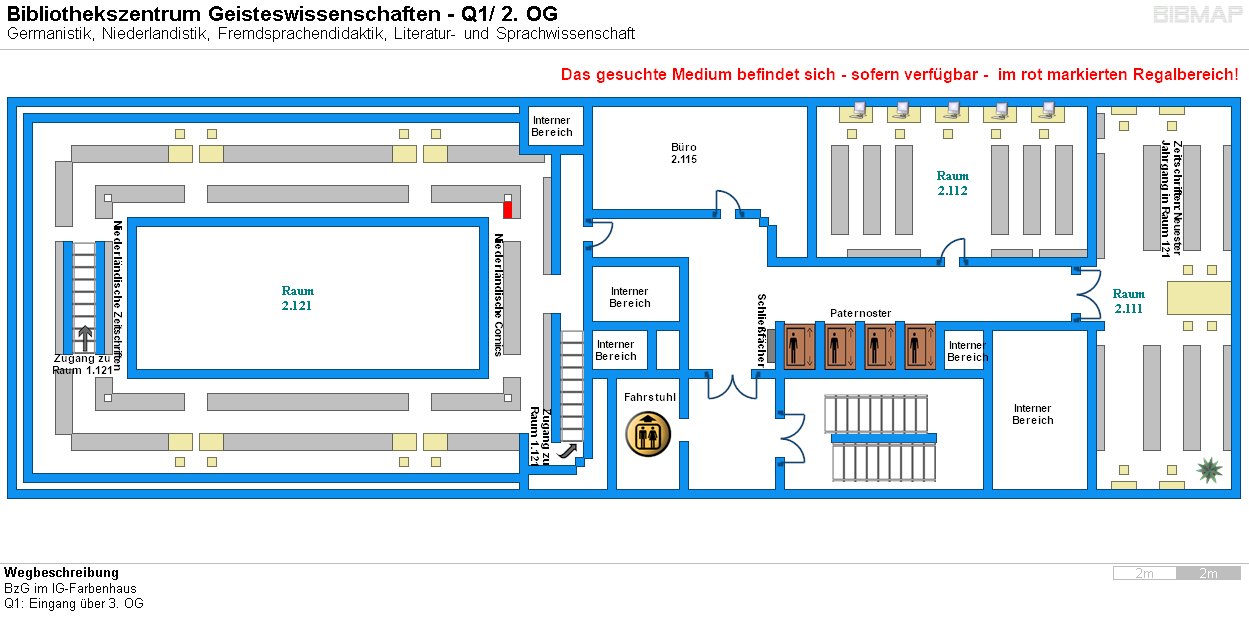 Bild zur Standortanzeige Wegbeschreibung 
BzG im IG-Farbenhaus
Q1: Eingang ber 3. OG