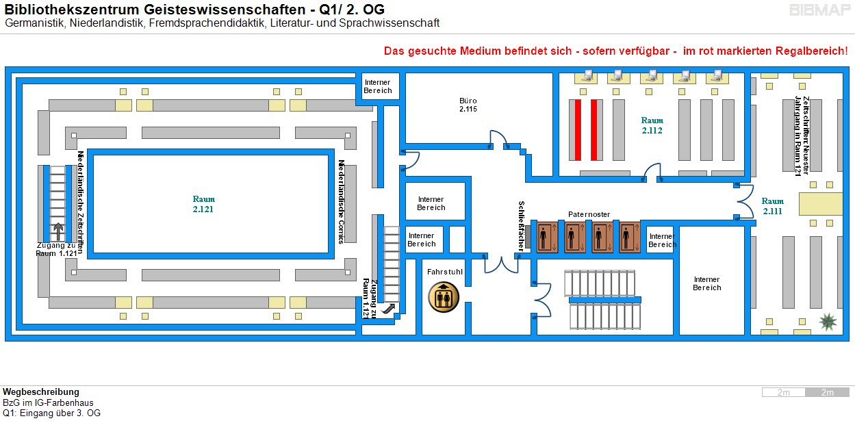 Bild zur Standortanzeige Wegbeschreibung 
BzG im IG-Farbenhaus
Q1: Eingang ber 3. OG
