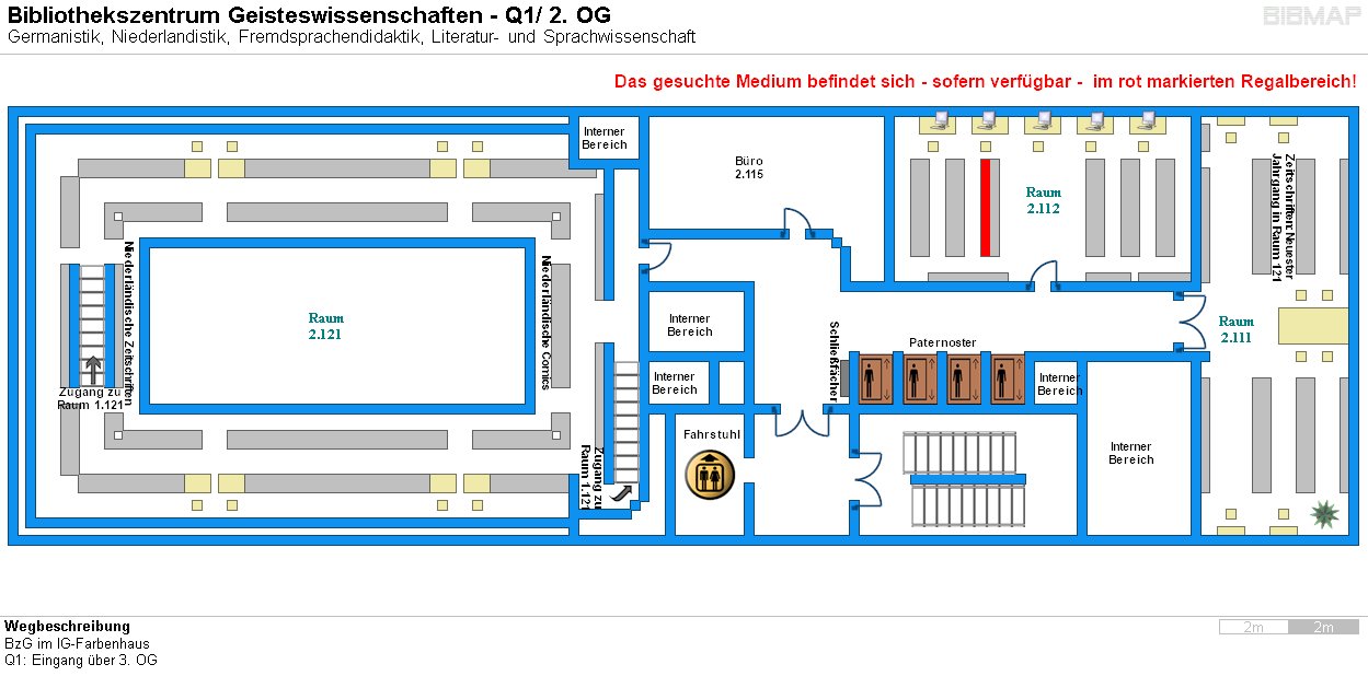 Bild zur Standortanzeige Wegbeschreibung 
BzG im IG-Farbenhaus
Q1: Eingang ber 3. OG