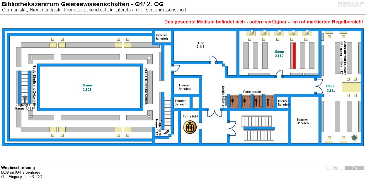 Bild zur Standortanzeige Wegbeschreibung 
BzG im IG-Farbenhaus
Q1: Eingang ber 3. OG