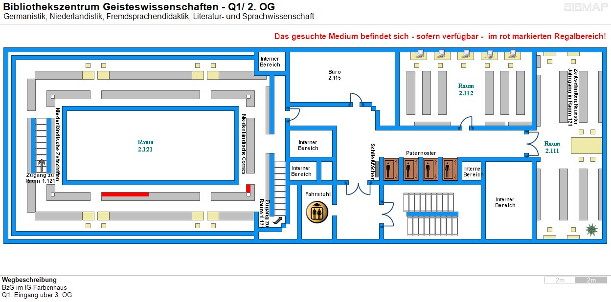 Bild zur Standortanzeige Wegbeschreibung 
BzG im IG-Farbenhaus
Q1: Eingang ber 3. OG