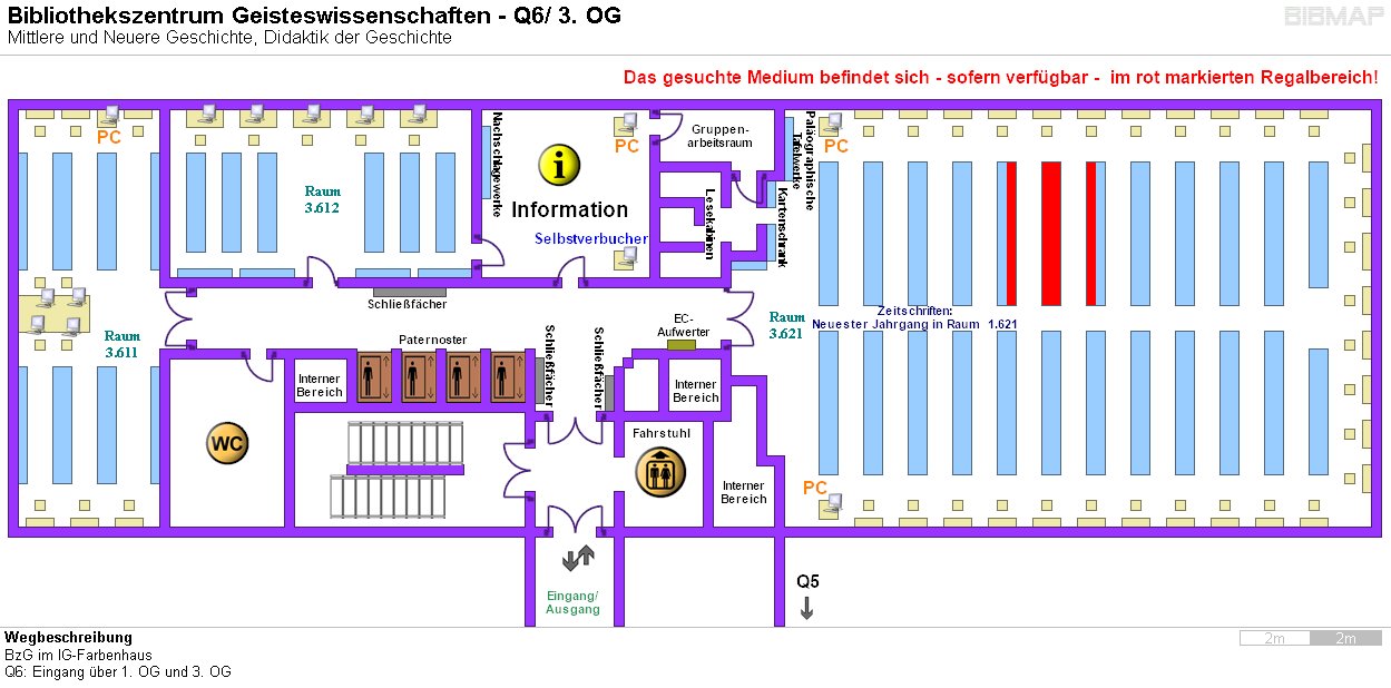 Bild zur Standortanzeige Wegbeschreibung
BzG im IG-Farbenhaus
Q6: Eingang ber 1. OG und 3. OG