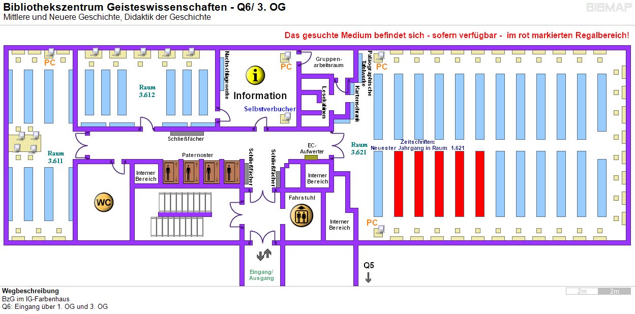Bild zur Standortanzeige Wegbeschreibung
BzG im IG-Farbenhaus
Q6: Eingang ber 1. OG und 3. OG