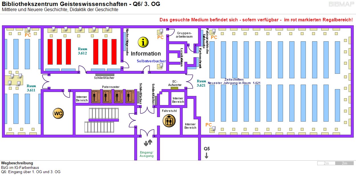 Bild zur Standortanzeige Wegbeschreibung
BzG im IG-Farbenhaus
Q6: Eingang �ber 1. OG und 3. OG