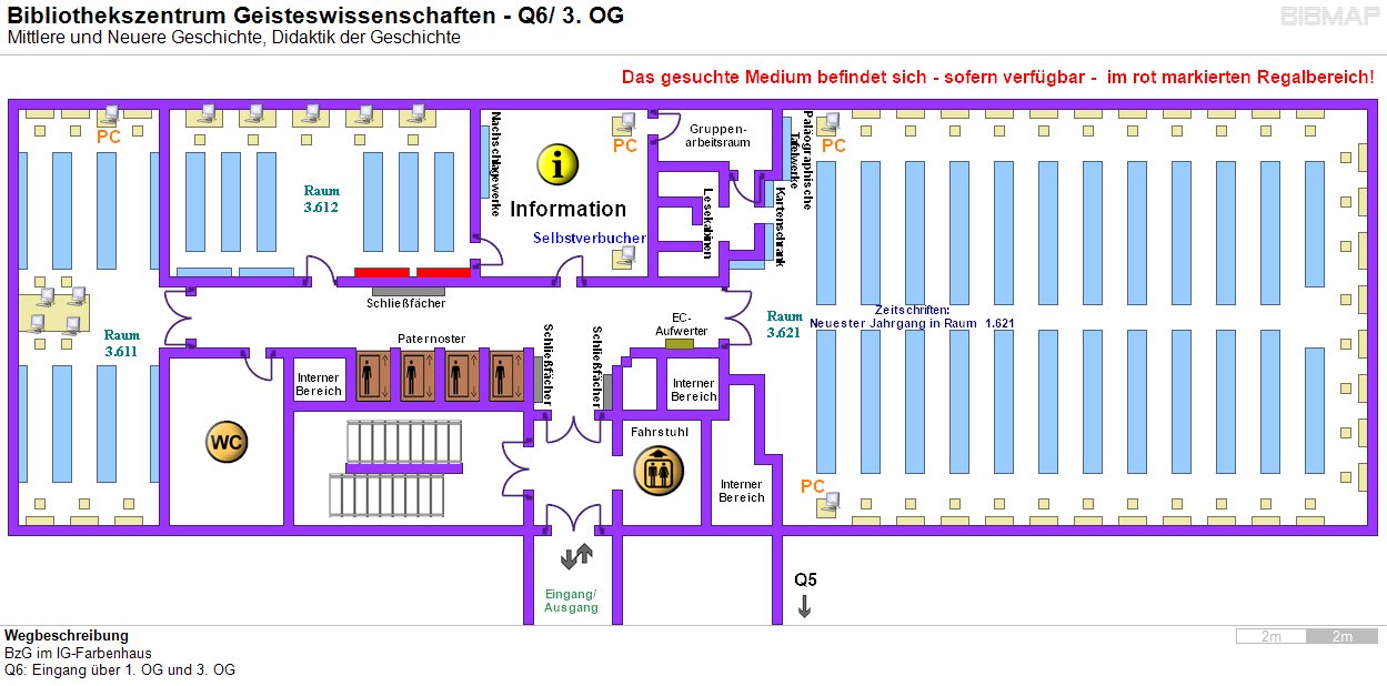 Bild zur Standortanzeige Wegbeschreibung
BzG im IG-Farbenhaus
Q6: Eingang ber 1. OG und 3. OG