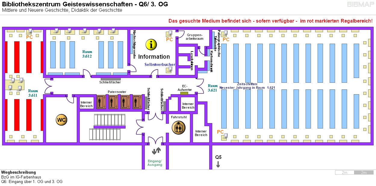 Bild zur Standortanzeige Wegbeschreibung
BzG im IG-Farbenhaus
Q6: Eingang ber 1. OG und 3. OG